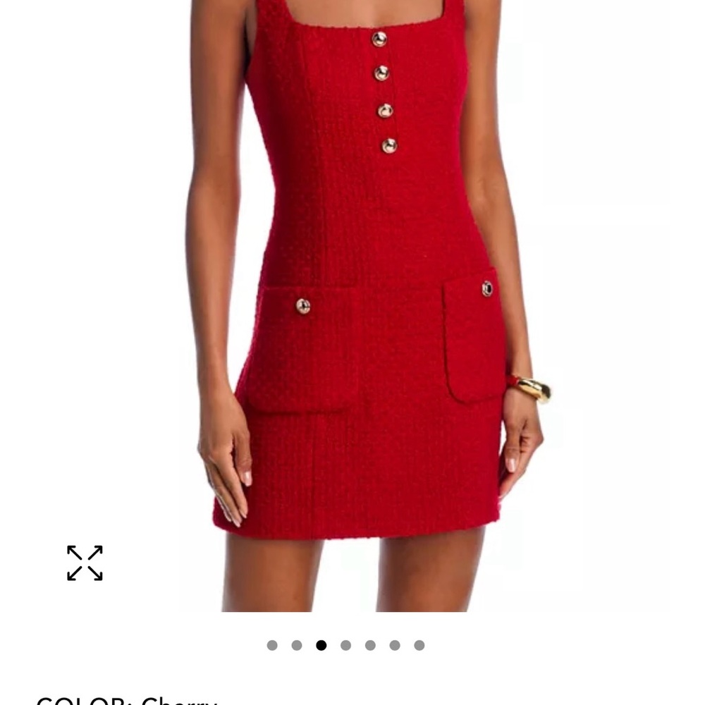 Aqua Cherry Red Tweed Mini Dress NWT missing one button size medium